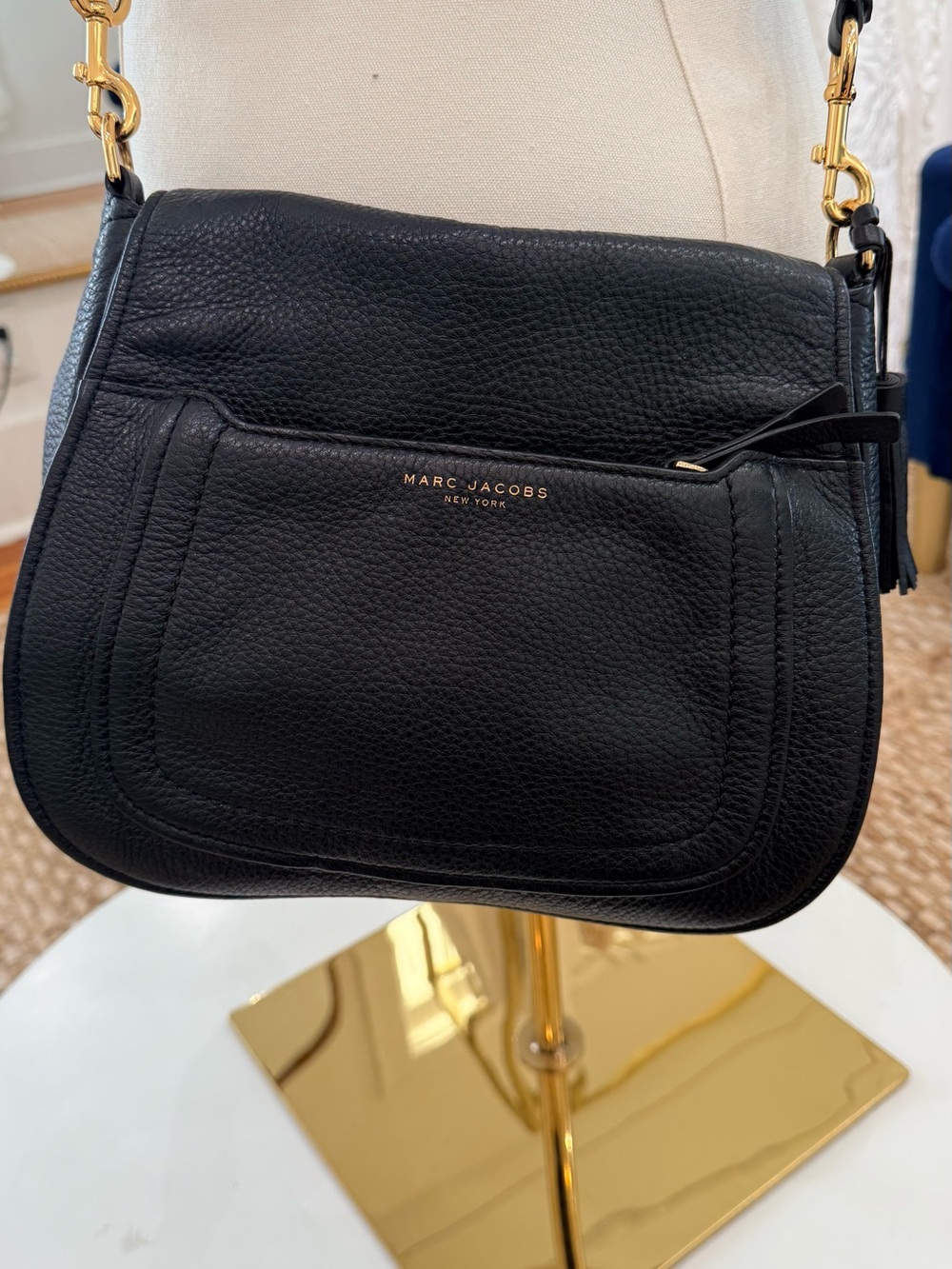 Marc Jacobs Empire City Leather Messenger Bag in Black